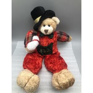 Christmas NOEL Bear Plush 13” Pbc International Stuffed Animal w/Hat,Pocket RARE